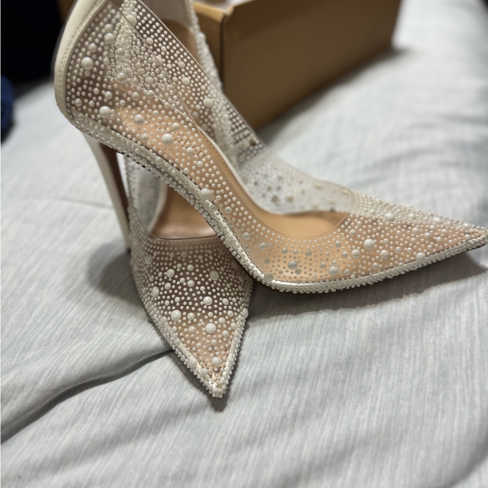 Steve Madden White Crystal Heels
